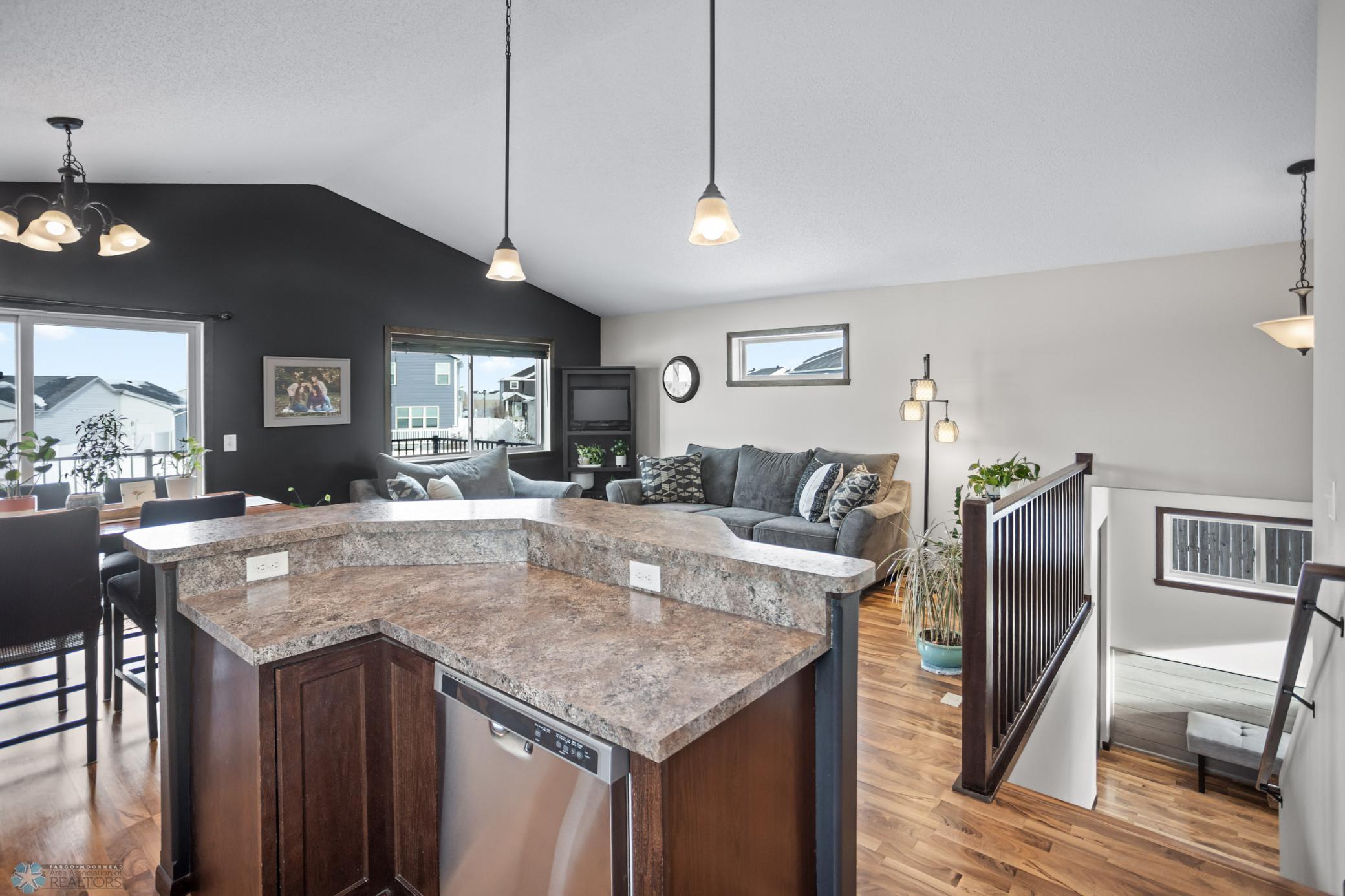 Island with Pendant Lighting