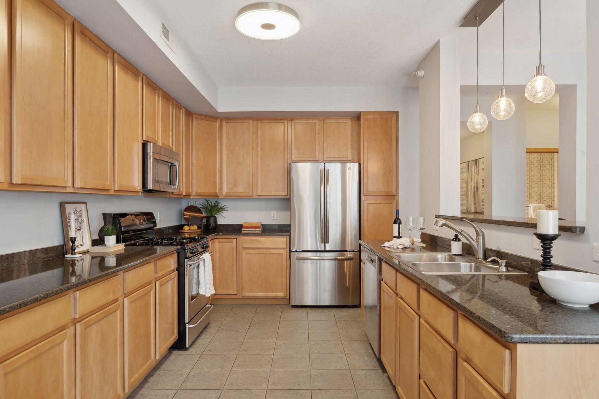 Open kitchen featuring abundant counter space and ample cabinetry