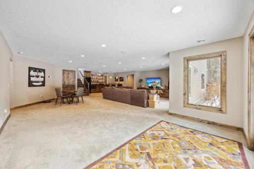Large space in family room could be used for game tables or exercise equipment.
