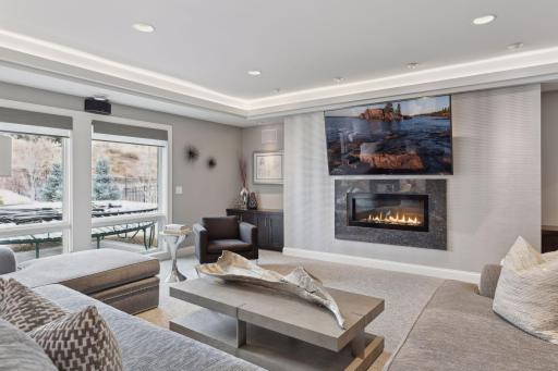 Family room with gas burning fire place
