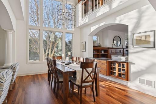 Built in buffet separates the dining room and the family room.
