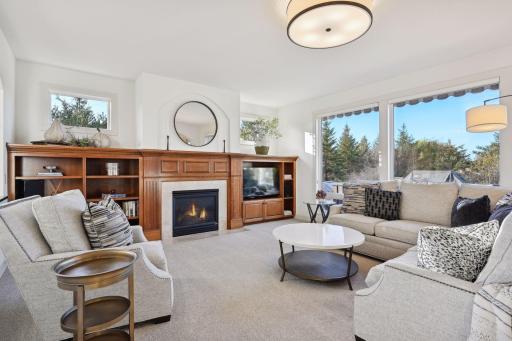 Family room overlooks the backyard oasis.