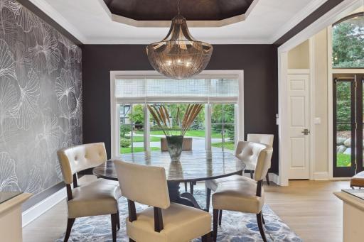 Formal dining room with built ins and great light
