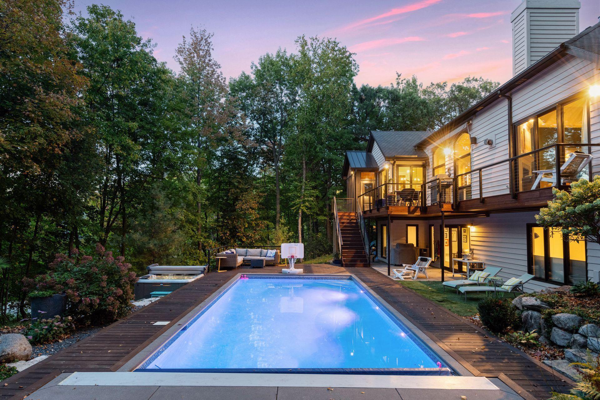 Concrete saltwater pool with ipe decking surround