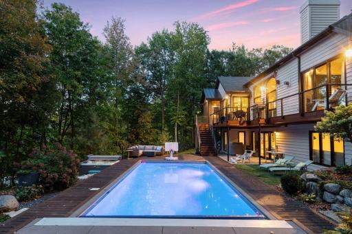 Concrete saltwater pool with ipe decking surround