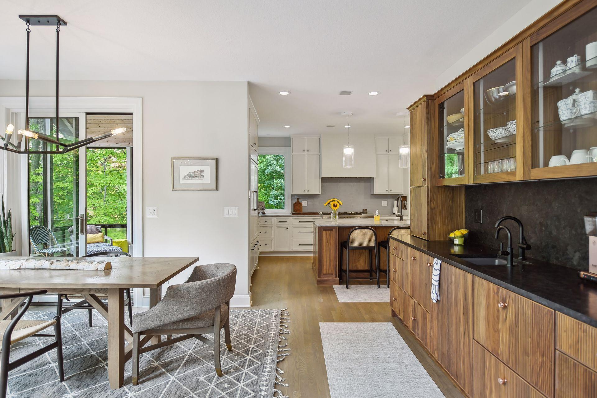 Good flow from kitchen to living spaces with some definition