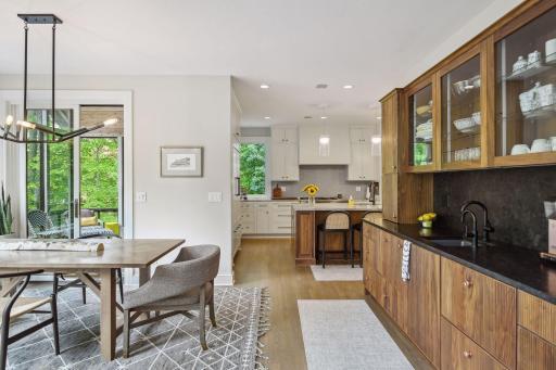 Good flow from kitchen to living spaces with some definition