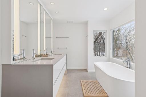 Spacious and wonderfully appointed primary bathroom