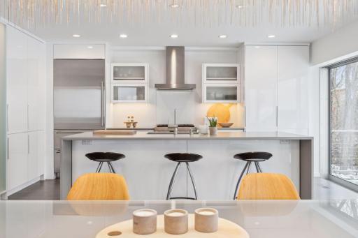 Lots of seating space at the large kitchen island