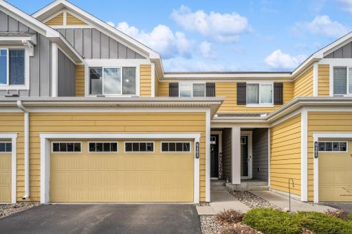 The home has a spacious two car garage with storage space.