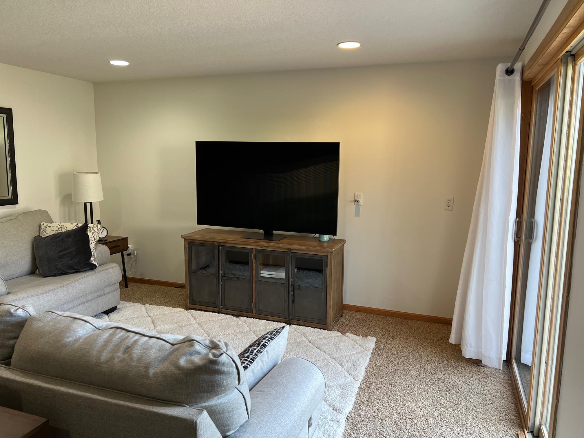 Family room. This area has been roughed in for a wet bar.