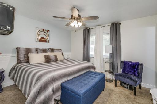 Primary bedroom with private 3/4 bathroom.