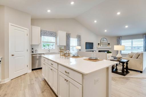 MODEL HOME NOT FOR SALE! Gorgeous kitchen with large center island and nice pantry for storage. Photo of Model Home. Options and colors may vary.