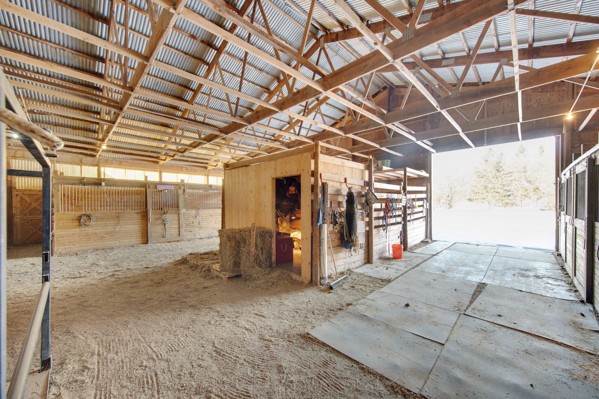Barn is equip with tack room, stables, riding arena, and more!