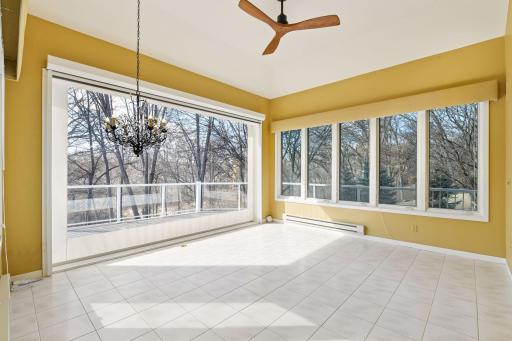 you will love this porch with access to the deck and complete privacy