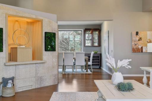 The formal dining room is perfectly poised for entertaining