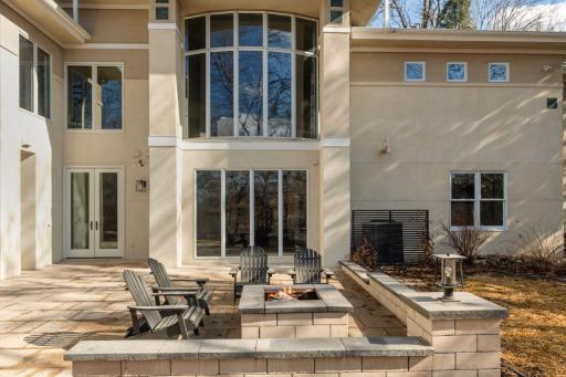 custom built stone patio with nature views