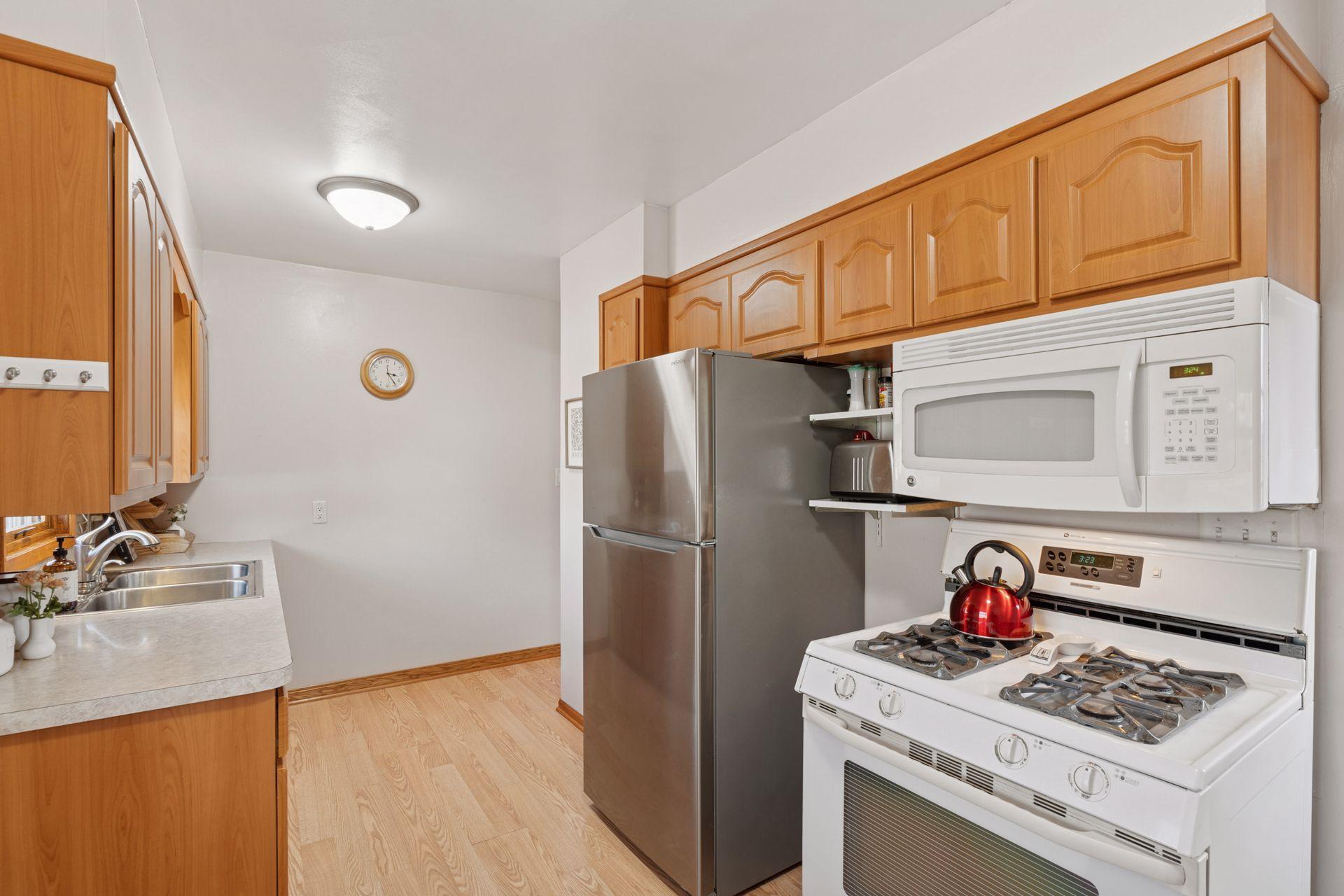 Gas stove, new stainless-steel refrigerator