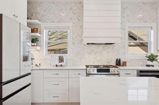 Custom Counter to Ceiling Tile Backsplash