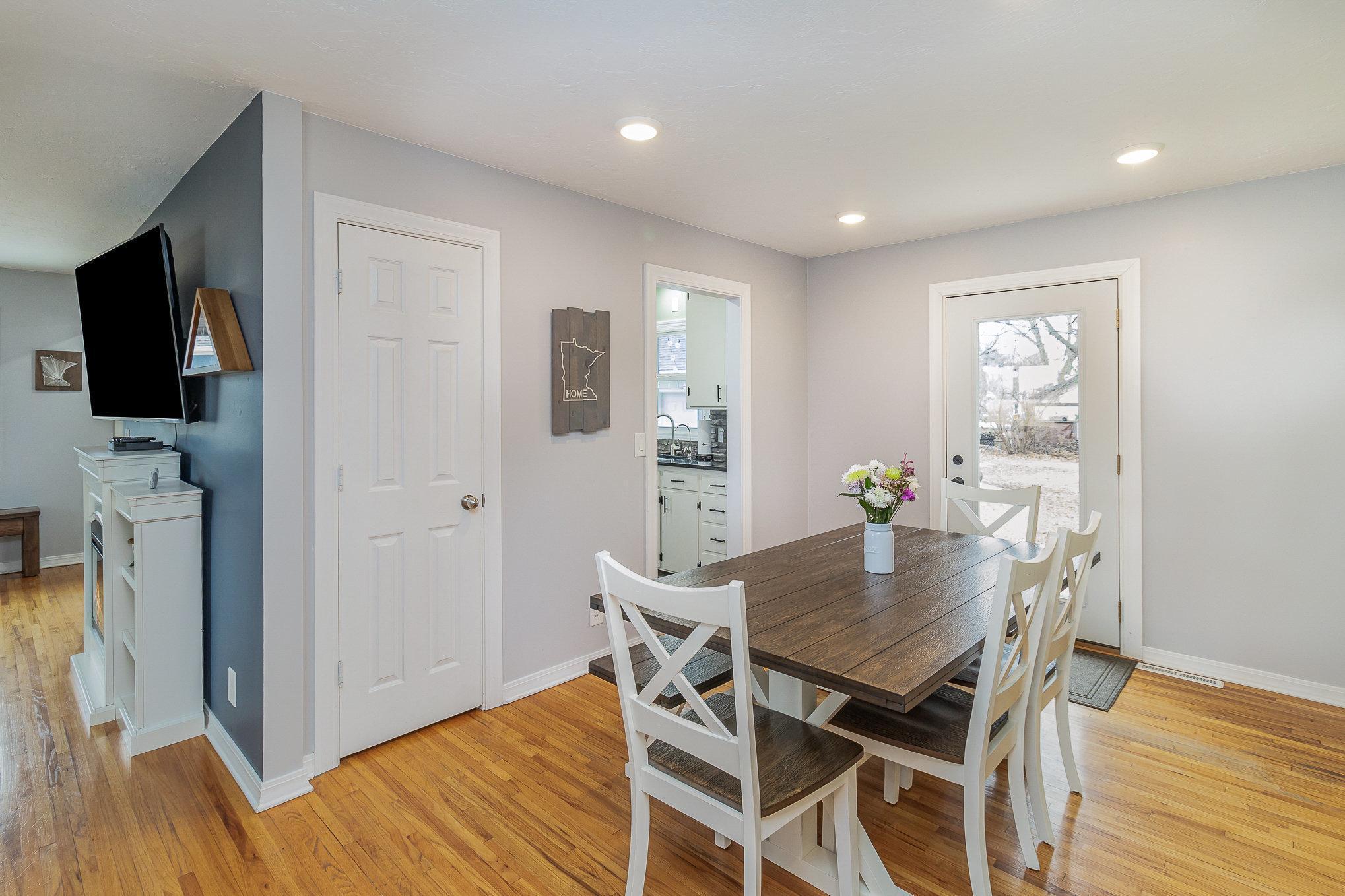 The home has updated can lighting for a modern look and feel.