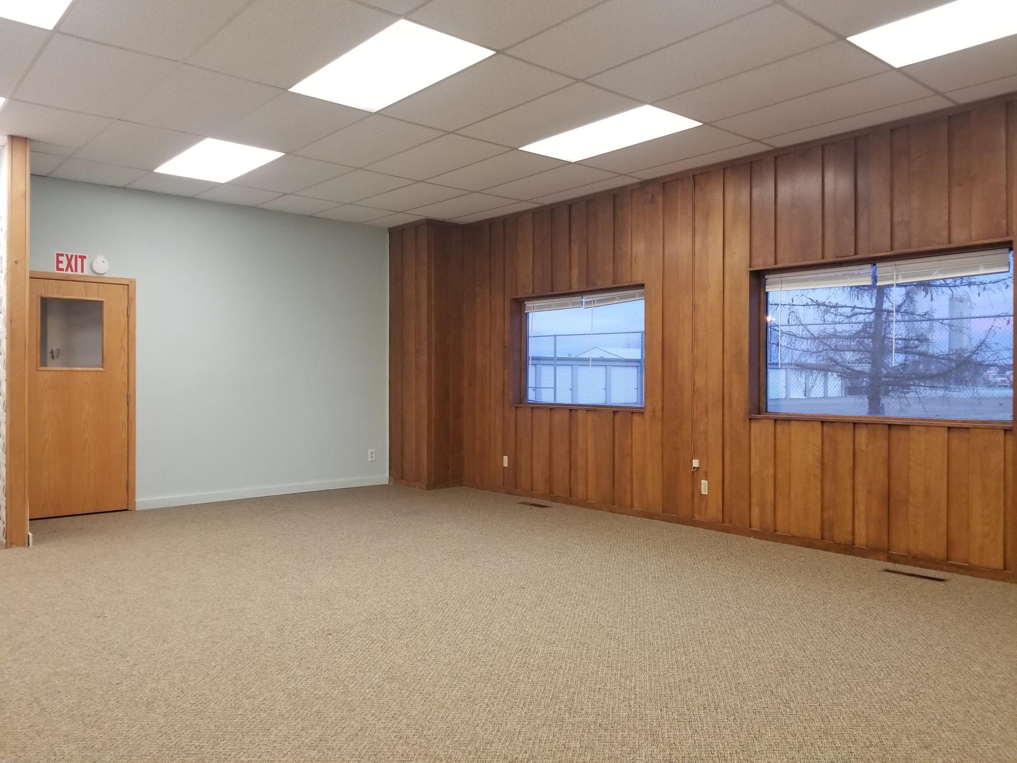 Large multipurpose room, backside of building