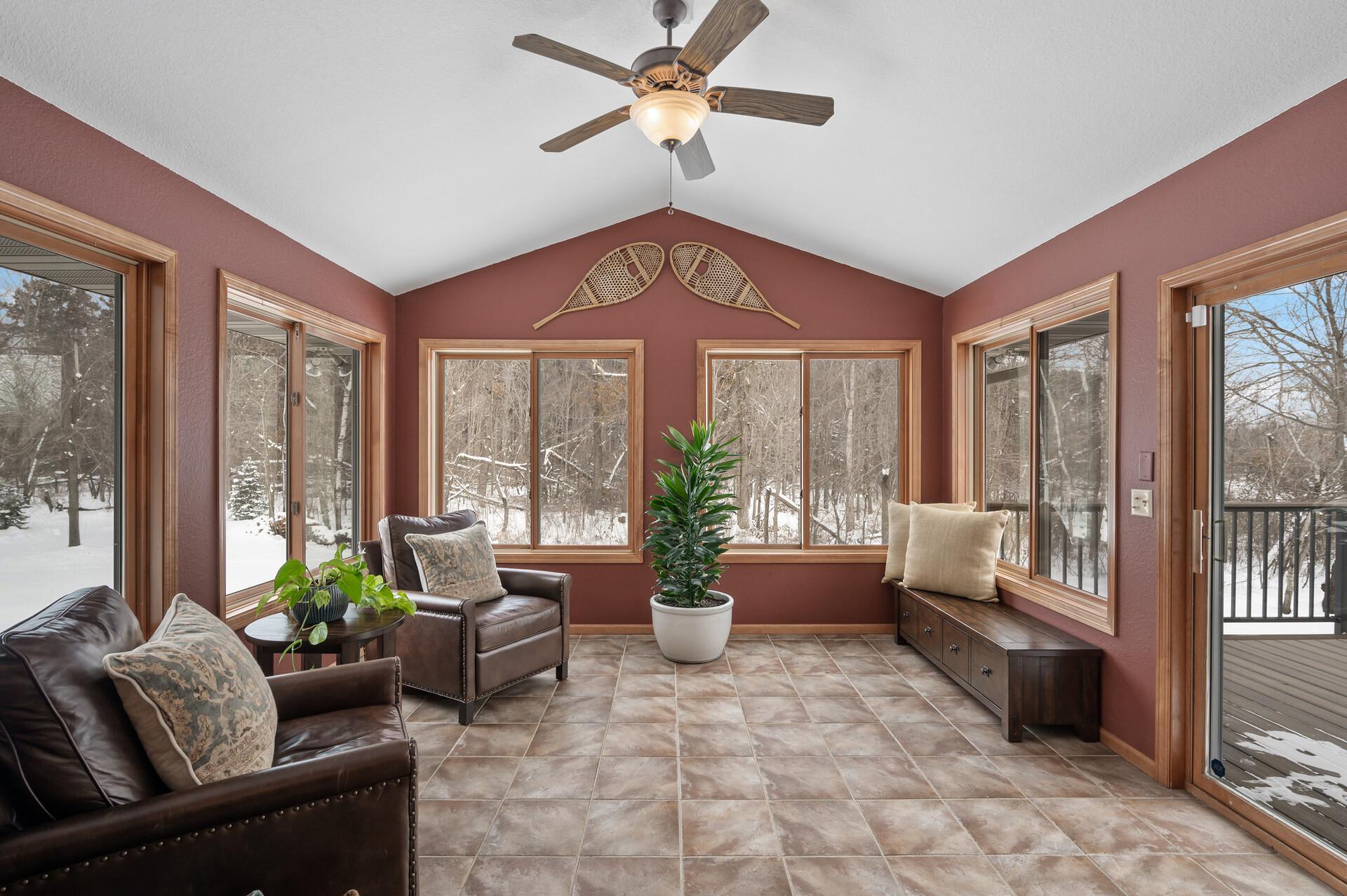 14' x 14' Four-season porch with views in all directions!
