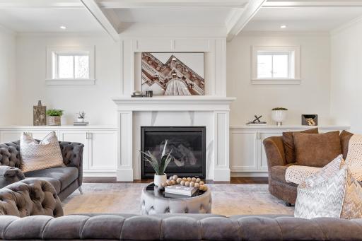 Cozy formal Living room with coffered ceilings