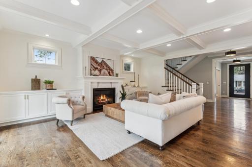 Cozy formal Living room with coffered ceilings