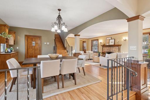 The kitchen and family room addition are sunken just two steps adding style and appeal.