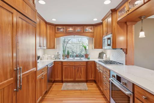 Beautiful gourmet kitchen flooded with natural light.