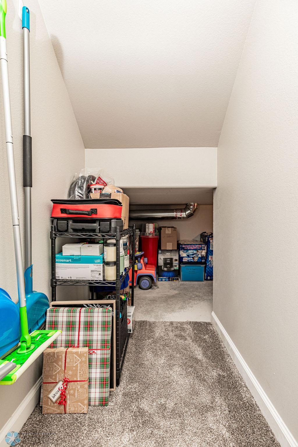 Storage space under stairs