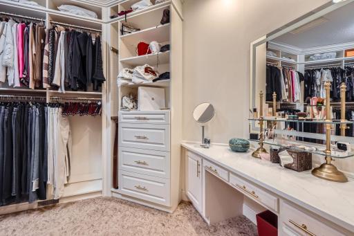 Extra deep primary closet with new built-in closet system
