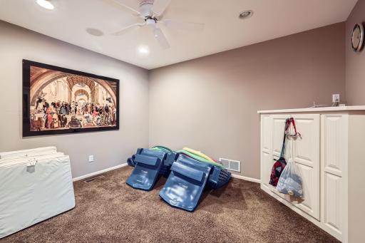 Lower level bonus room could be so many things; Theater, office etc.