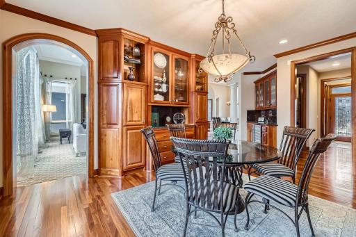 Beautiful built-in cabinets and wet bar view