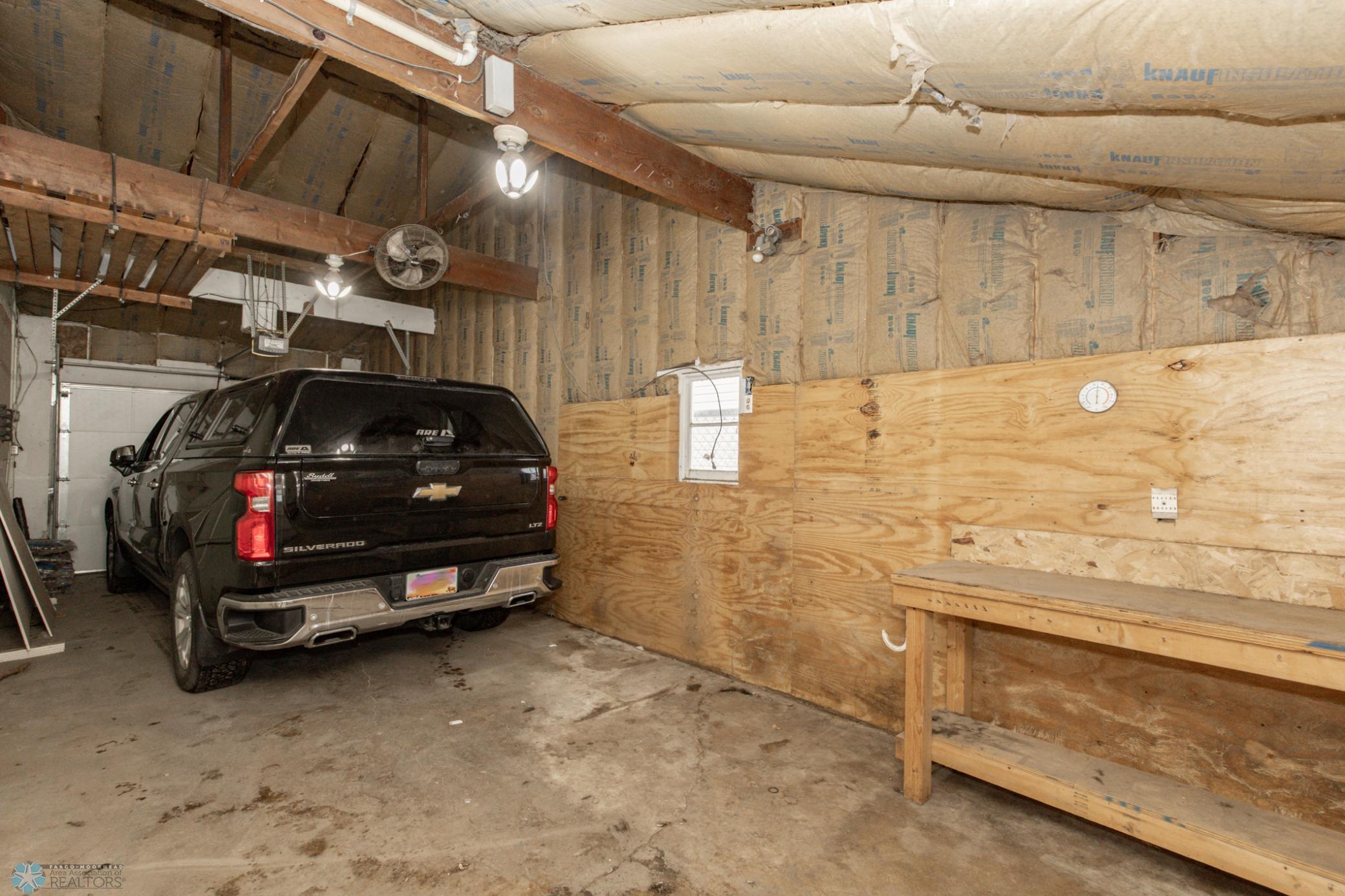 Garage with full-size truck