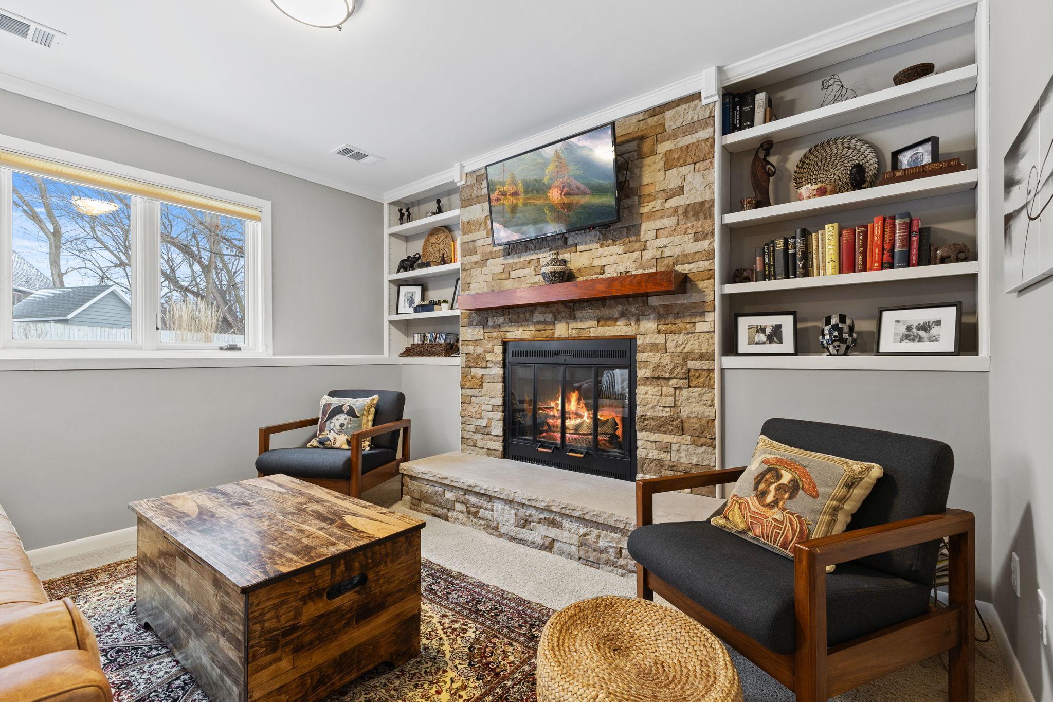 A close up of this comfortable and cozy family room!