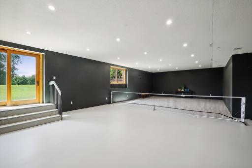 Pickle ball court under garage