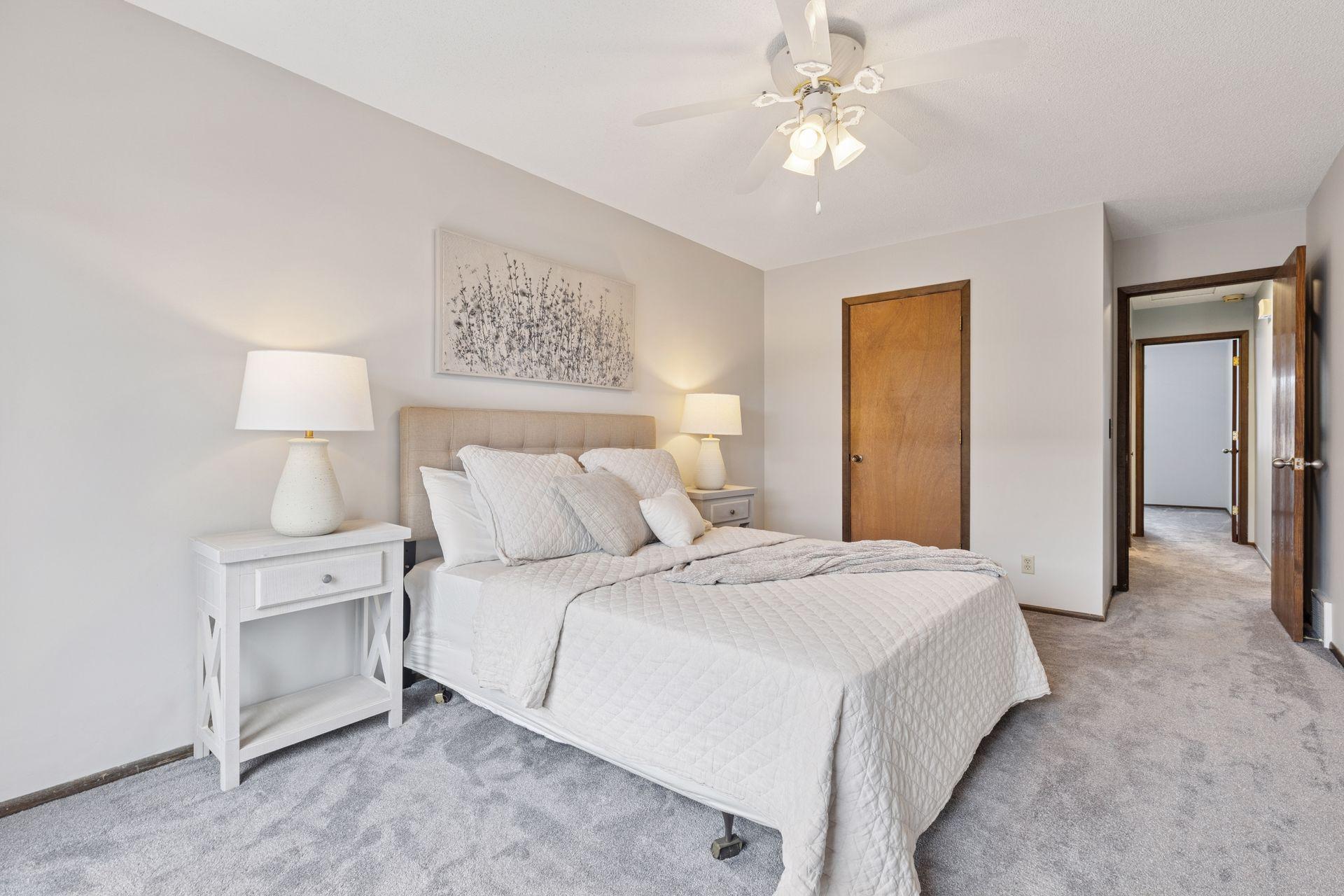 Owners bedroom is nice sized and plenty of room for a queen or king sized bed, dresser and TV area.