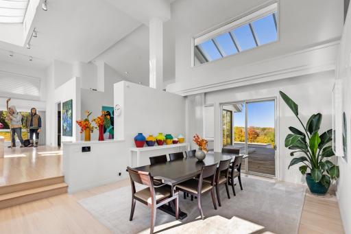 Dining area with expansive views and sky lights