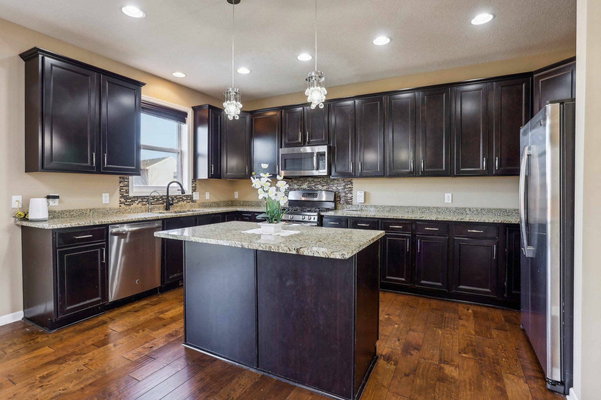 Center Island with Granite Countertops