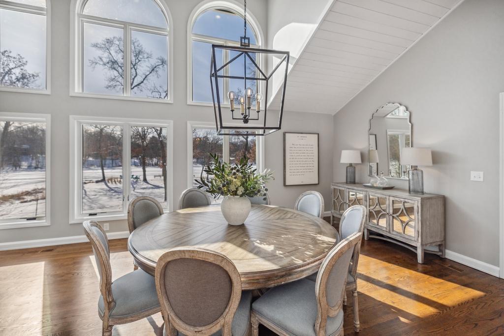 Expansive windows frame picturesque views and provide a backdrop that changes with the seasons.