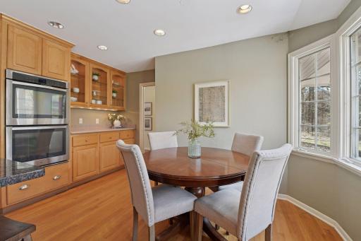 Informal dining space and more cabinetry.