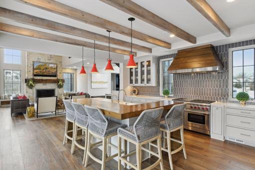 custom wood seating area around center island