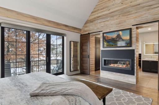 Double sided Gas burning fireplace