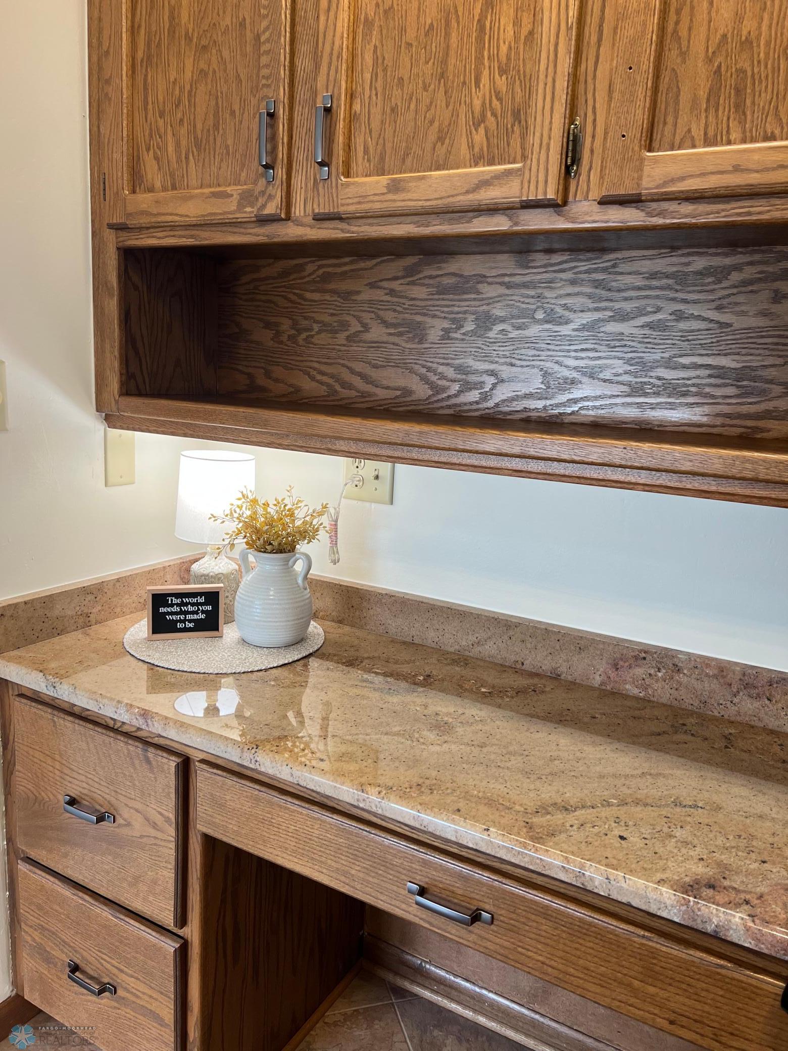 Desk in kitchen