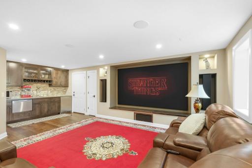 A view of the Mother-in-Law Suite/Theater Room and Kitchenette.