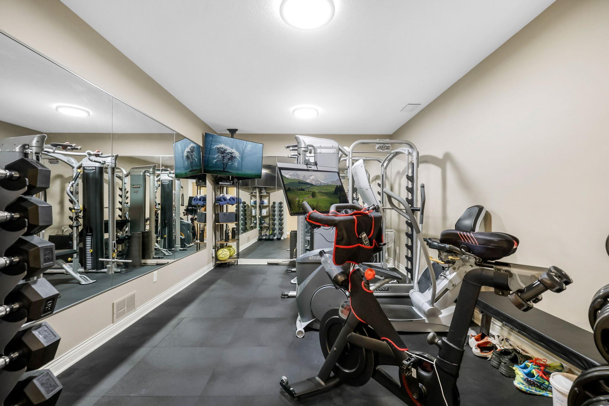 Very spacious gym with plenty of room for all your equipment.