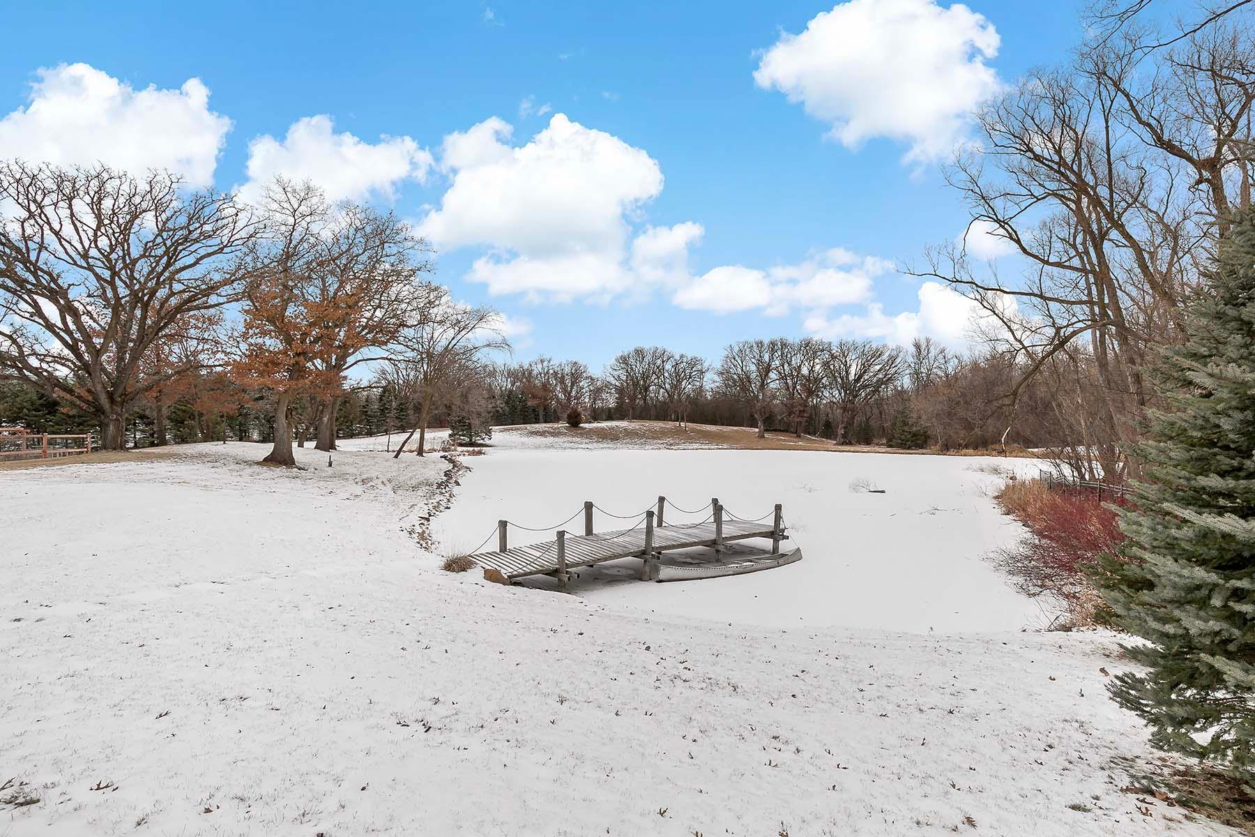 A beautiful view of the pond in the winter! Great for ice skating!