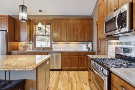 This kitchen is designed for everything from casual gatherings to gourmet cooking.