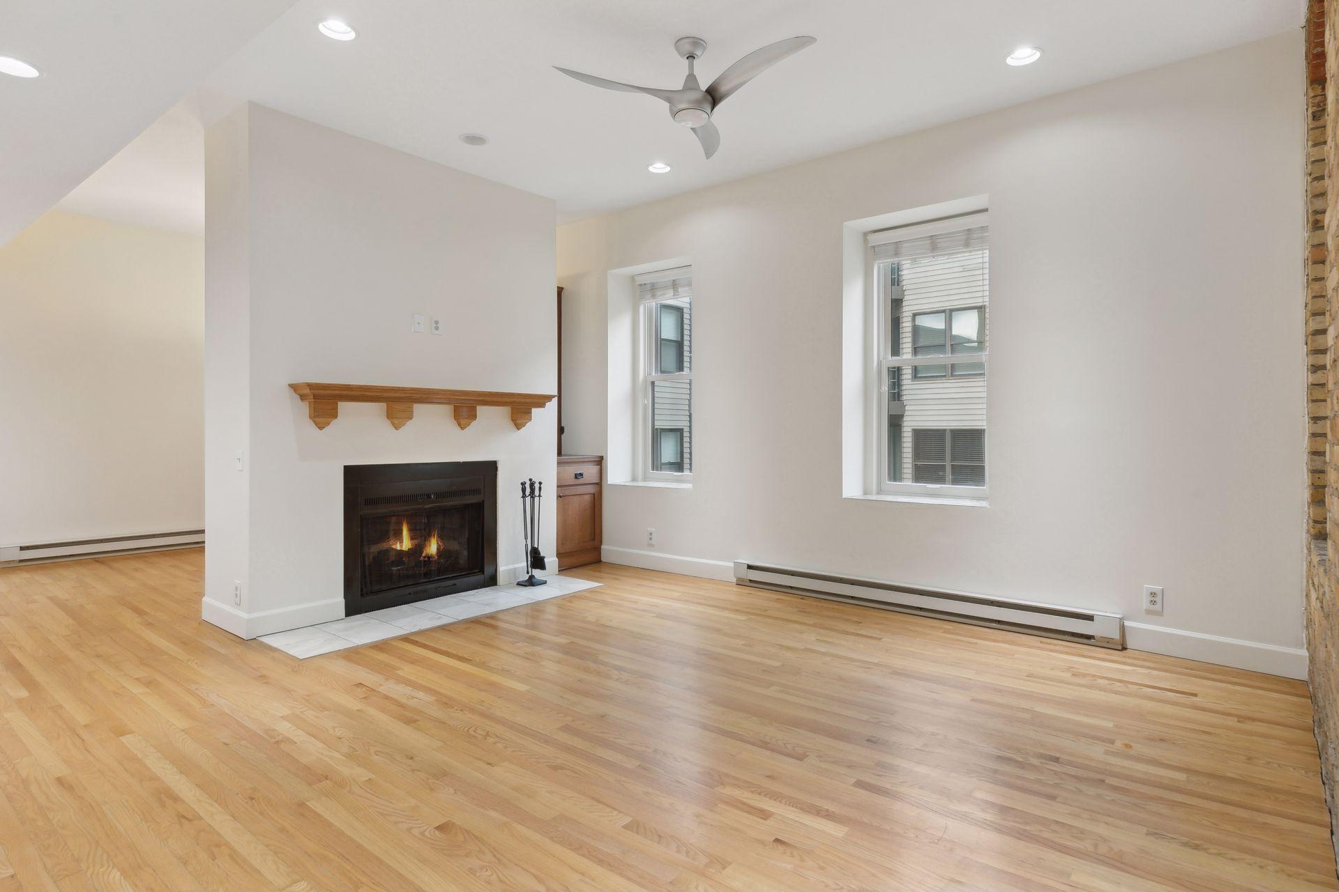 Wood burning fireplace